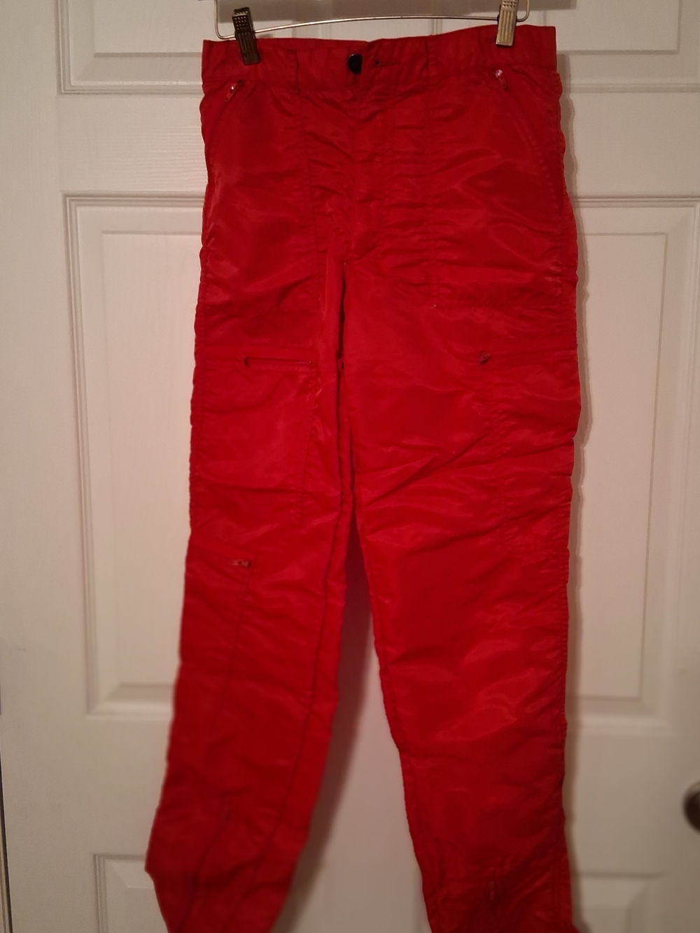 Red Nylon Zipper Outdoor Pants